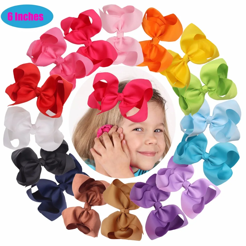 6Inch Glitter Rhinestones Big Hair Bows Alligator Clips For Kids Teens Children