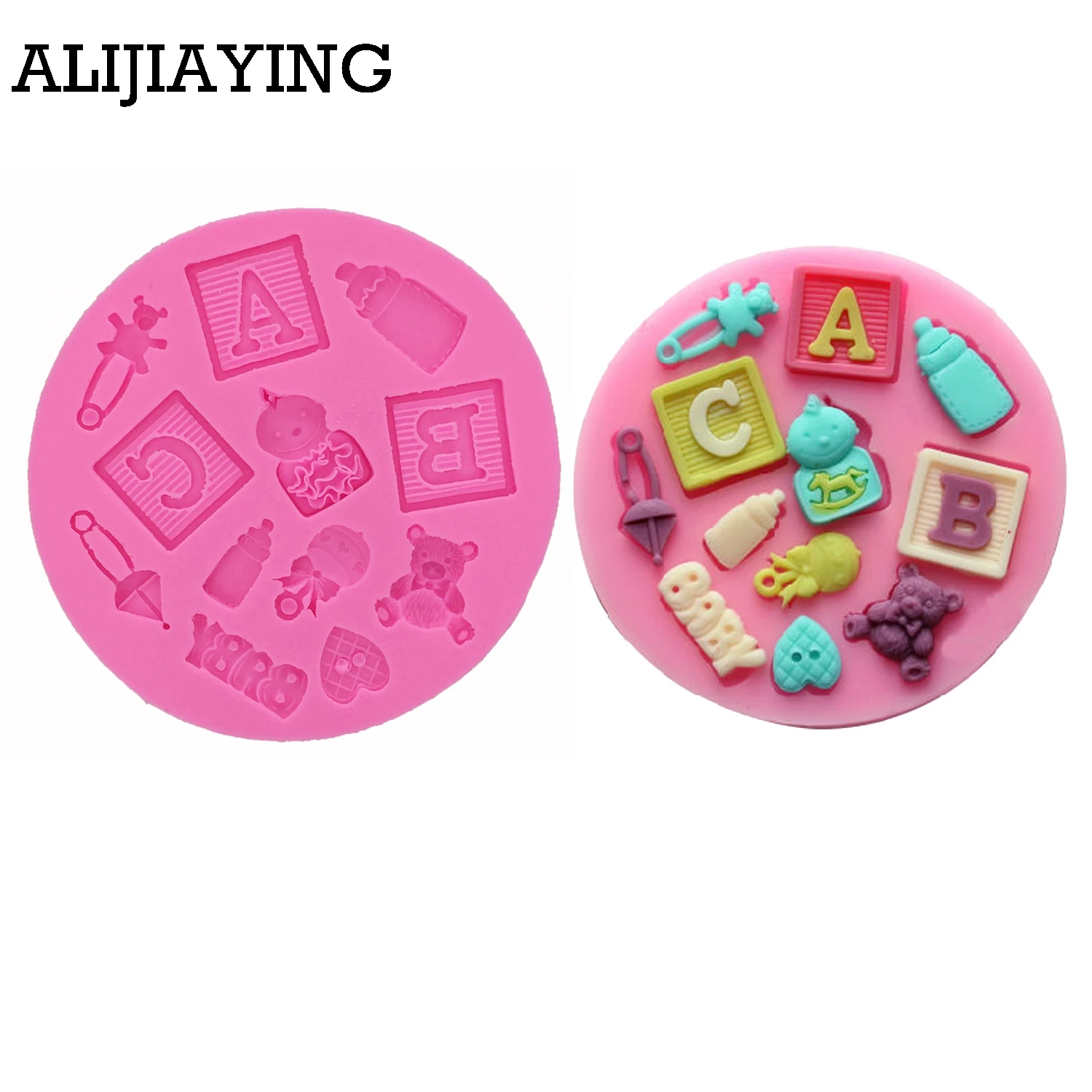 

M0139 ABC Baby Shower Party Bear Silicone Fondant Mold For Cake Decorating silicone mold Fondant Cake sugar craft Moulds Tools