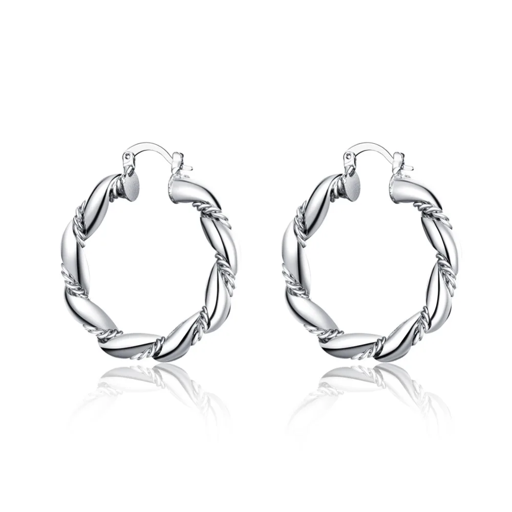 

2017 Promotion Hot Wholesale Silver Plated Earring,Wedding Jewelry Accessories,Fashion Twisted Rope Silver Earrings for women,