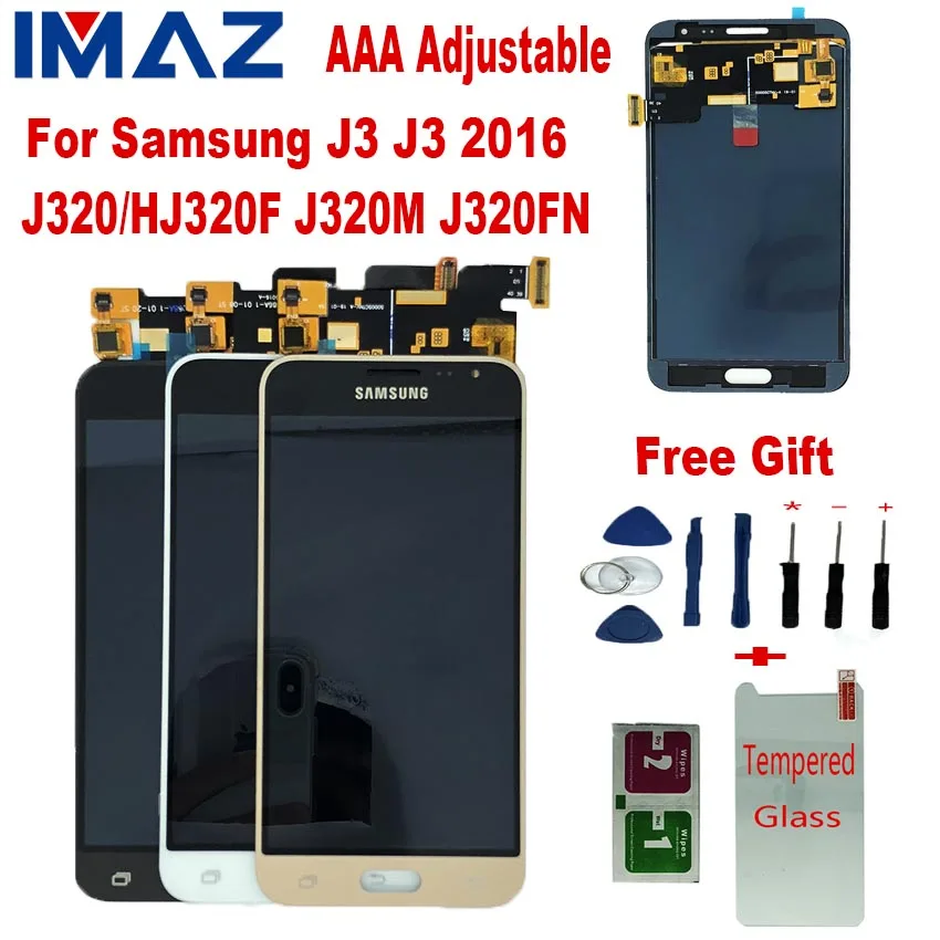 Цена ЖК дисплей IMAZ Adjustbale для samsung Galaxy J3 2016 J320 J320F J320H + кодирующий преобразователь сенсорного экрана в сборе для J3 J320FN font b lcd b font