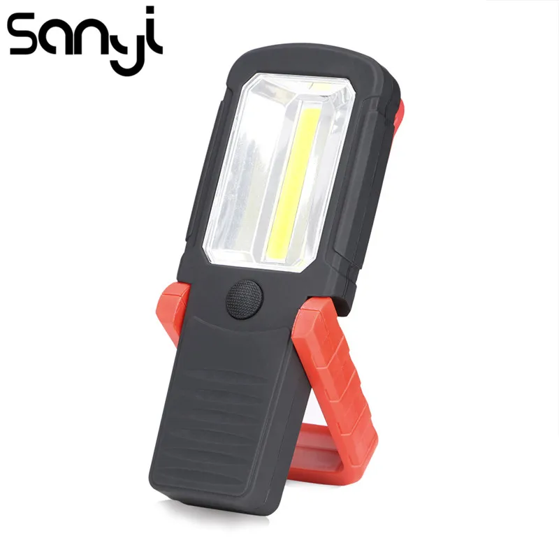 

SANYI COB LED Work Inspection Flashlight Magnetic Folding Hook Torch Linternas Lanterna AAA Battery for camping, car repairing