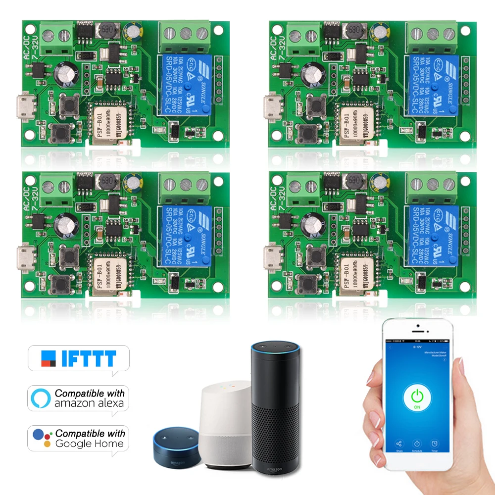 Wi-Fi переключатель беспроводной релейный модуль модули автоматизации телефон приложение дистанционное управление таймер переключатель для системы контроля доступа - Цвет: 4PCS