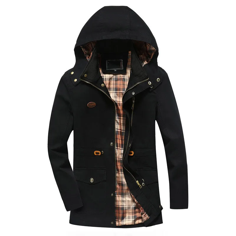 Для зимняя ветровка Mens Jackets And Coats классический однотонный дизайн плюс Азиатский размер M-5XL