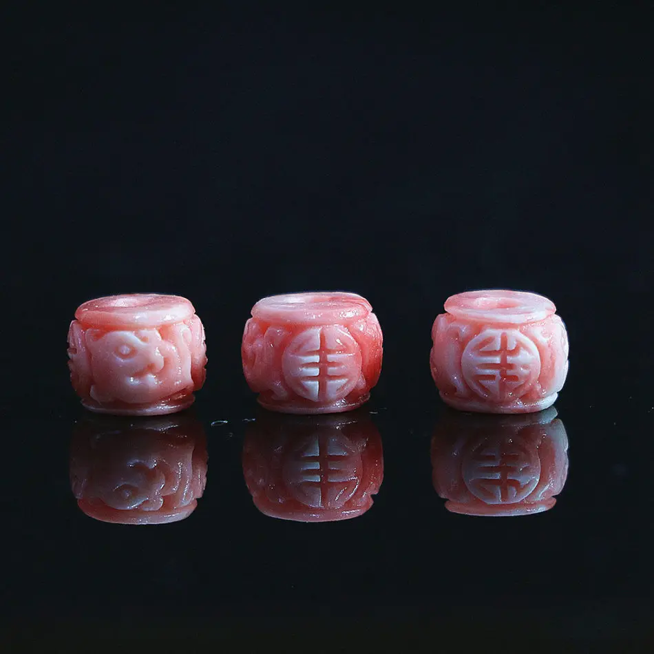 

New Pink synthetic coral 6x8mm drum abacus lantern accessories loose beads women diy jewelry 5pcs B914