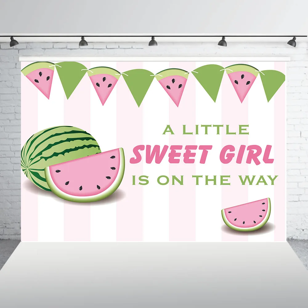 HUAYI summer watermelon theme birthday party Backdrop sweet girl baby shower melon Party Decoration photo Booth Background W1986
