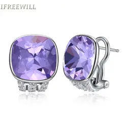 Серебро 925 фиолетовый кристалл серьги-гвоздики ASOS для женщин Модный подушки форма мода snd fine jewelry вечерние подарок