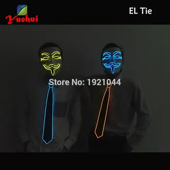 

10 Fashion Style Colorful NEW Design Sound Active Glowing LED Neck Tie For Evening Party decoration Powered by AAA battery