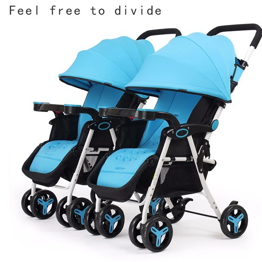 Free Shipping Safe Side by Side Twin Baby Stroller Ultra Light Folding
