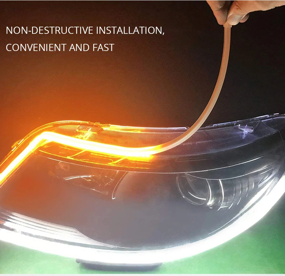 Car Atmosphere Light Strip LED Colorful Decorative Lights DC 12V24V 30CM 45CM Flexible External Turning Ambient Light for Car (2)