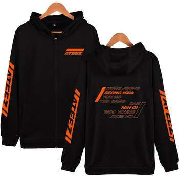 

ATEEZ Zipper Hooded Sweatshirt Harajuku Casual Hot Sale Hoodies Zipper 2019 New korea Kpop sweatshirt