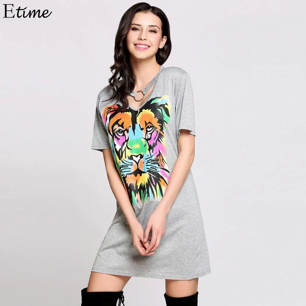 Платье новое Fanala мини женское платье de 2018 festa сексуальное с принтом Vestidos Tiger