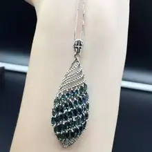 Кулон с натуральным синим сапфиром, серебро 925 пробы, кулон с натуральным драгоценным камнем, ожерелье, модный роскошный, большая капля воды, женские вечерние ювелирные изделия