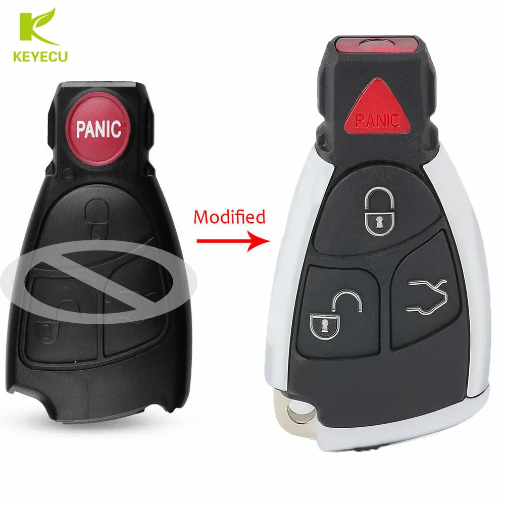 

KEYECU Modified New Smart Remote Key Shell Case Fob 3+1 Button for Mercedes-Benz C230 CL500/CLK320 E300/E320/E430/E55 AMG S320
