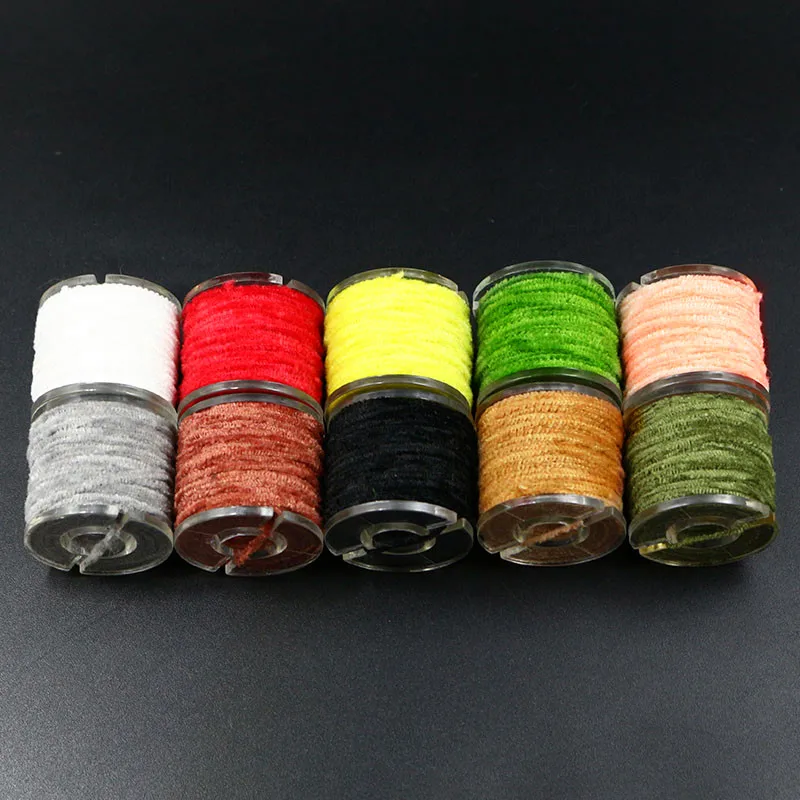 10 optional Colors spooled Rayon Chenille Yarn 2mm micro fly tying fluffy yarn streamer/nymph thorax collar fly tying materials