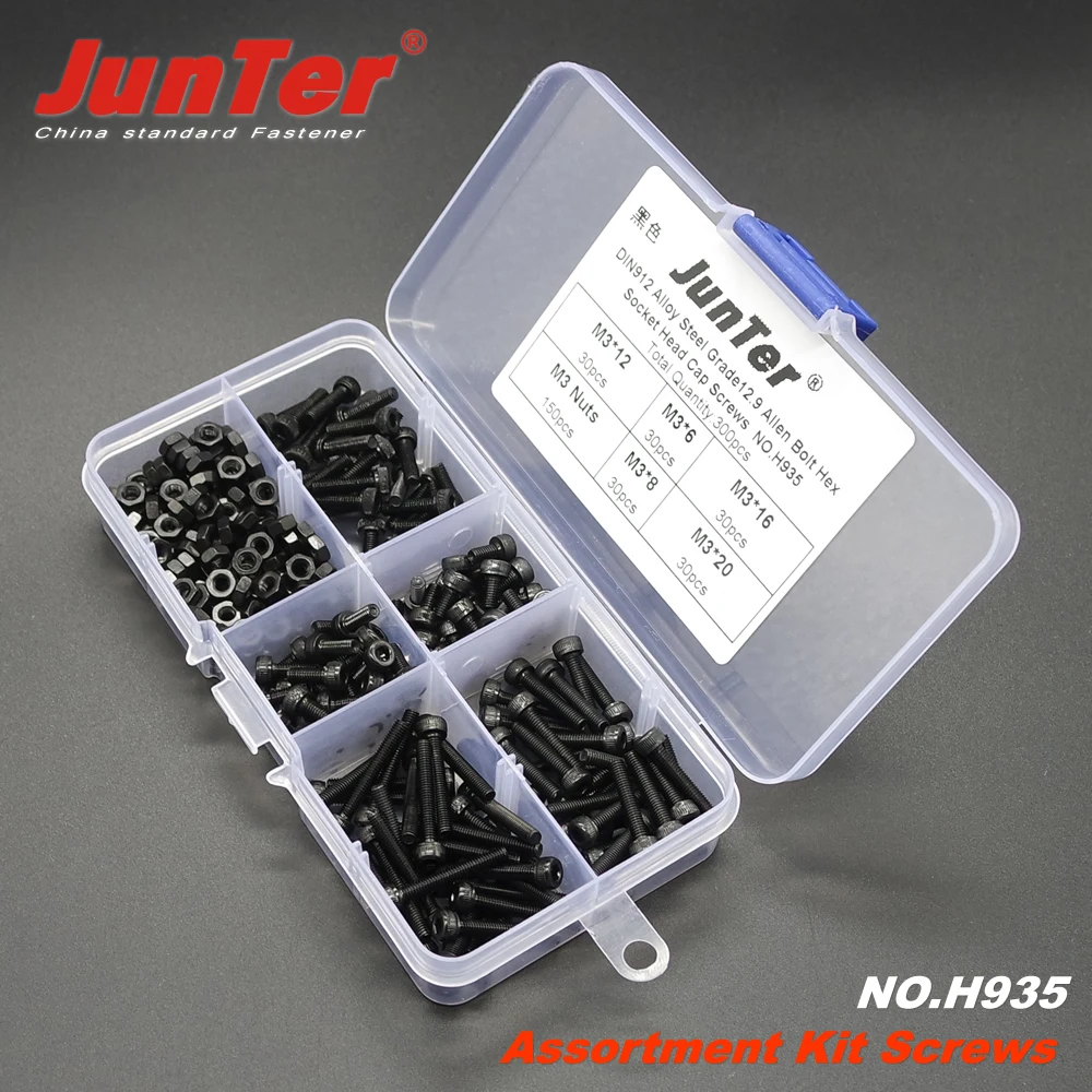 300pcs M3 High Tensile Socket Cap Screws Allen Bolts DIN912 Assortment Kit H935