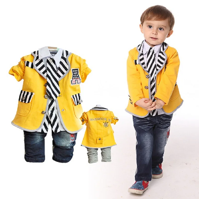 

The new baby boy clothing sets Gentleman baby boy clothes baby 3 pcs set Jacket +shirt+pants Toddler boy party style Baby sets