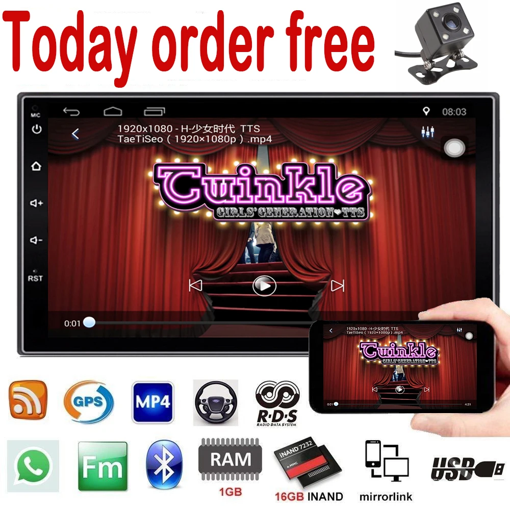 

NEW 2 din android 7.1 car radio auto bluetooth GPS Navigation wifi double din multimedia system universal support dab