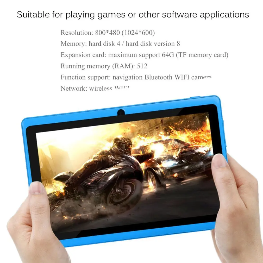  WIFI 7 inch TFT Screen Baby Learning Machine Tablet ARM Cortex A7 512M+8GB Android 4.4.2 Dual Camer