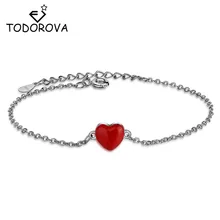 Todorova, очаровательные браслеты с красным сердцем для женщин, романтические звенья, браслеты на цепочке, минималистичные ювелирные изделия, подарок