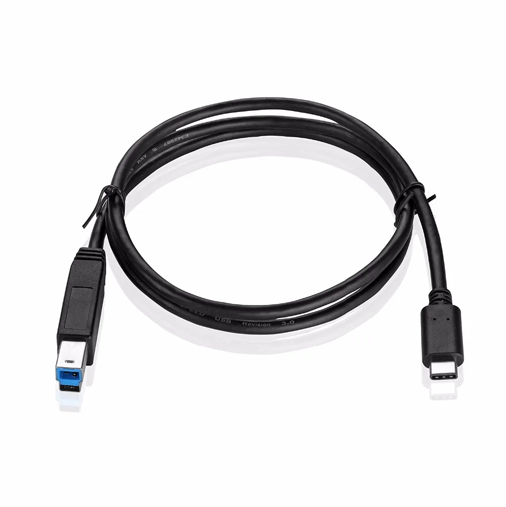 USB Type C to Type B Cable SuperSpeed Standard USB 3.0 Male Port With Reversible Type C