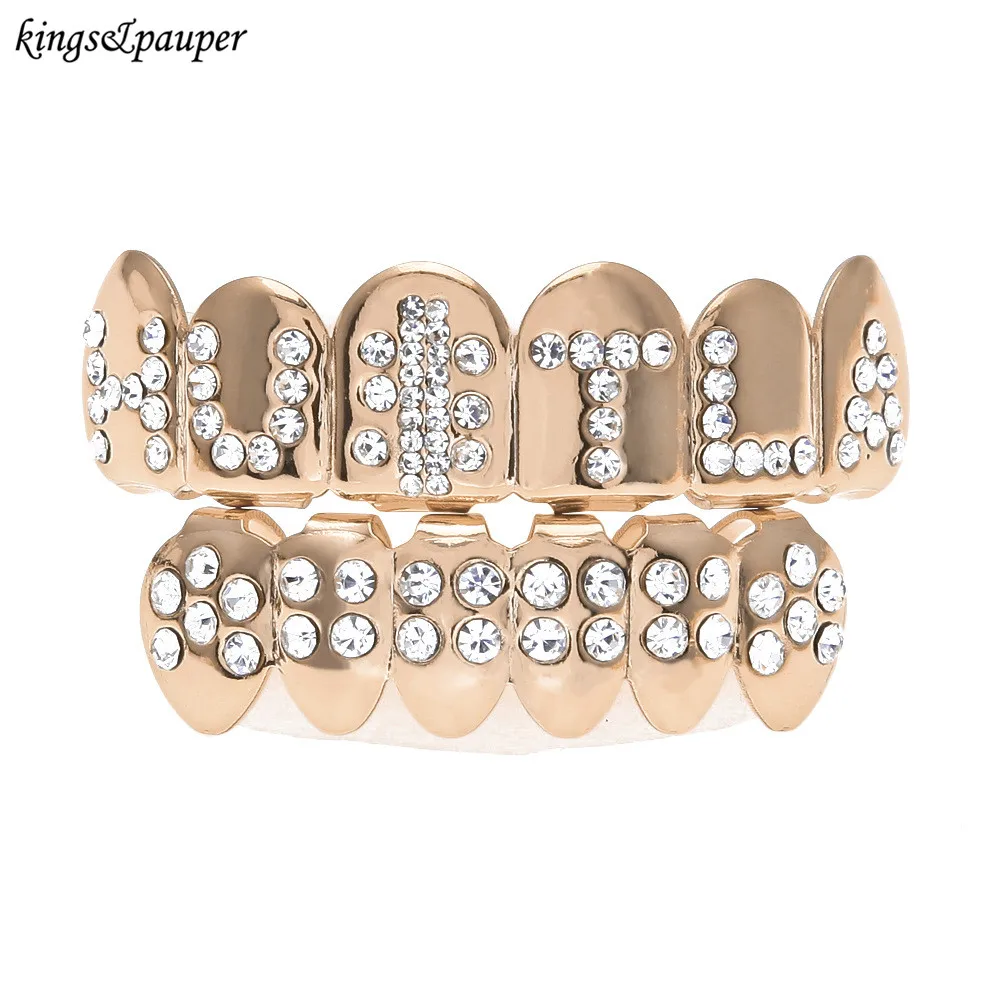 Rhinestone Tooth Caps Grillzes Jewelry With Silicone Hip Hop Black Men