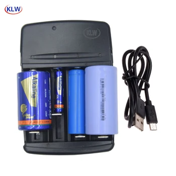 

4 slots Smart USB Battery Charger for Rechargeable C A AA AAA AAAA 1.5V Alkaline 3.2V LiFePo4 32650 22650 18650 battery charger