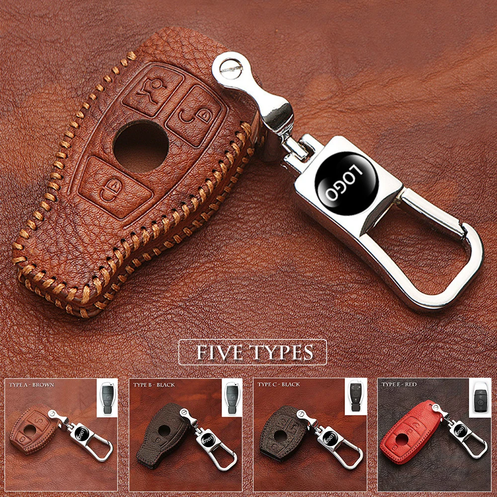 

Leather Car Key Cover Keychain Case for Mercedes Benz W203 CLS CLA GL R SLK AMG A B E C S Class Remote Holder Car Accessories