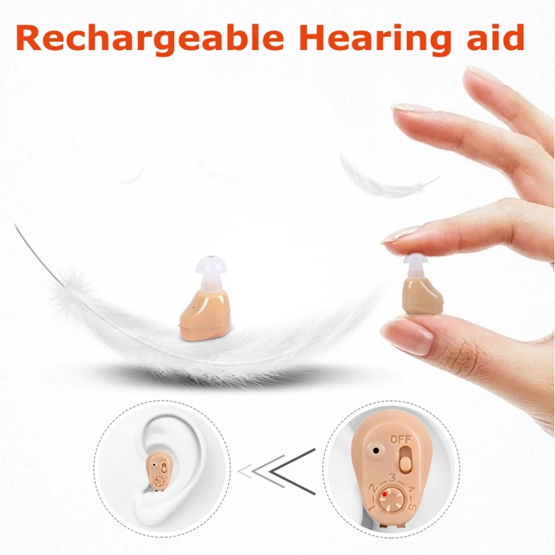 2 шт* перезаряжаемый мини-слуховой аппарат, усилитель слухового аппарата, усилитель слухового аппарата, перезаряжаемый слуховой аппарат