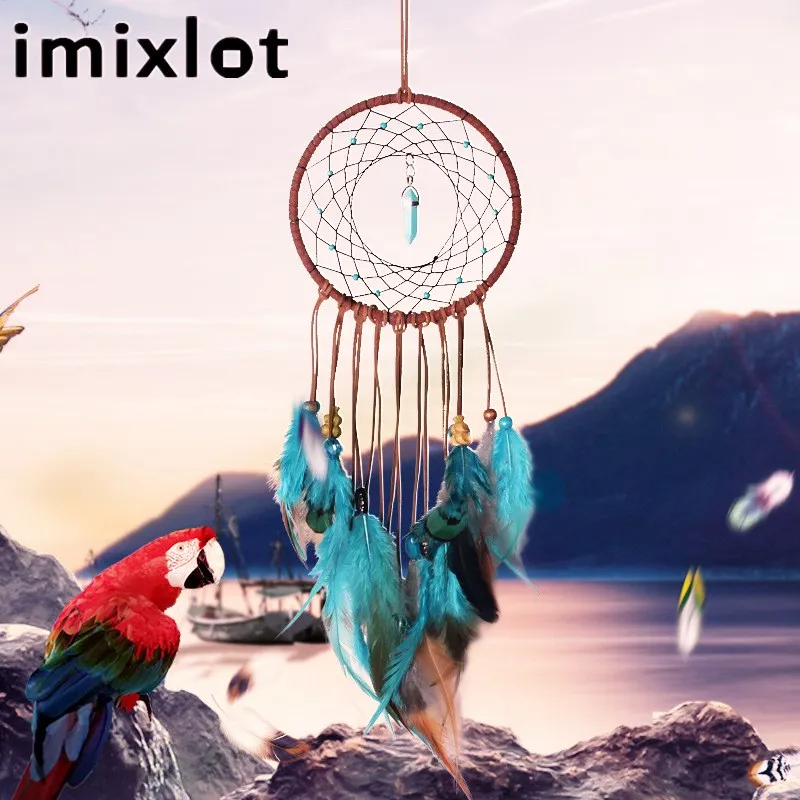 

1 Pc Natural Stone Charm India Retro Life Tree Feather Dream Catcher Wind Chimes Hanging Dreamcatcher Home Decoration