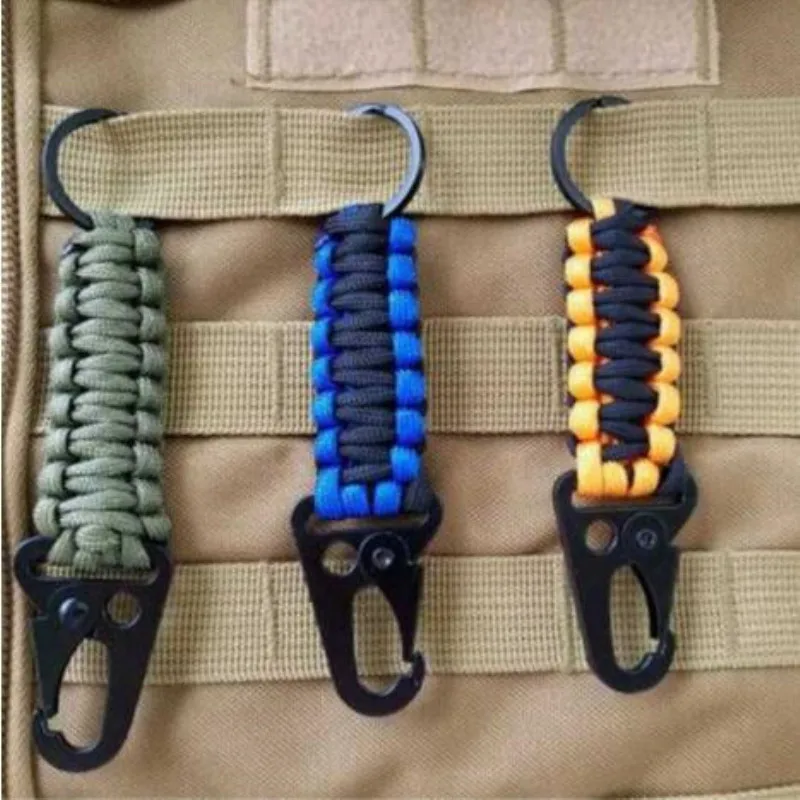 

Rope Keychain Camping Survival Kit Military Parachute Cord Emergency Knot Key Chain Ring Camping Carabiner EDC Outdoor Tool