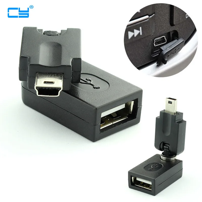 5 шт. мини usb/USB 2.0 Женский 180x360 Гибкая Угловой 360 градусов вращающийся к Mini USB OTG кабель-адаптер