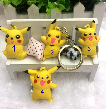 

Epack free 20pcs 4*3.5cm Pokemon pvc pikachu key chains mini figures 3D Keychain Cute Anime Cartoon Toy Key Ring