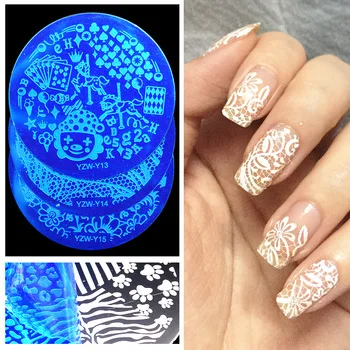 New Arrival!! YZW-Y Series Nail Stamp Stamping Plates 20 Styles Stainless Steel Nails Template Image Plate Tool Accessories