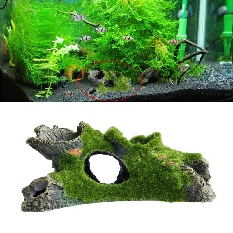 

New Aquarium Tree House Decor Mountain View Moss Fish Tank Ornament Decoration Ornament Colorful