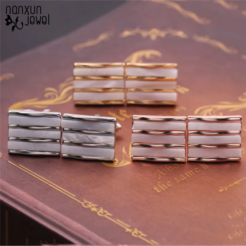 

Stylish simple design square striped cufflinks 3 colors trendy cufflink for men's Brand cuff buttons High Quality Jewelry