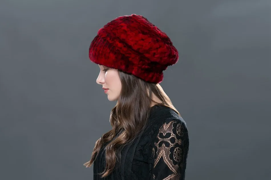 LTGFUR женские шапки на весну и зиму, шапка вязаная крючком, шапка из кроличьего меха с помпонами, Повседневная кепка для защиты ушей, Лидер продаж