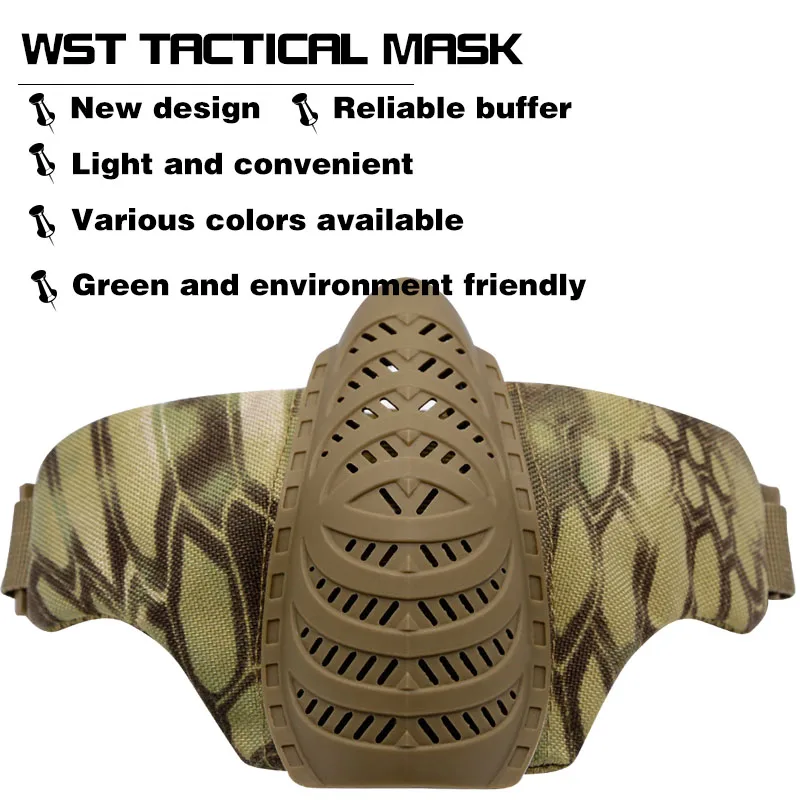 Военная Тактическая Маска WoSporT Elite нейлоновая полумаска для охоты страйкбола