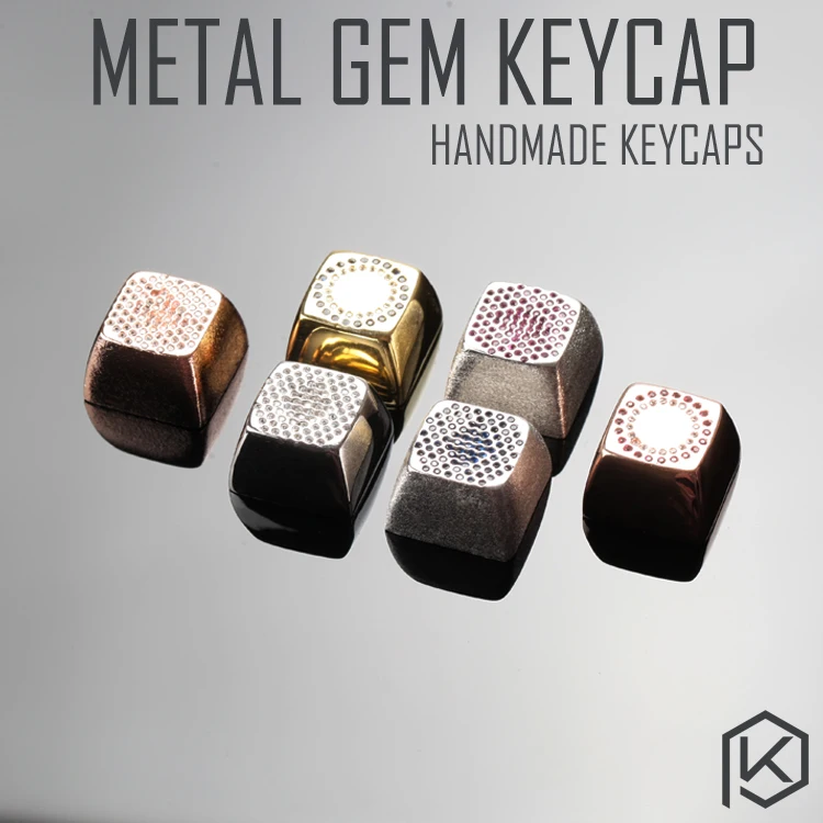 kprepublic Metal gem MX Keycap purple ruby sapphire gem artificial gemstone for mechanical keyboard Row R4 esc light through
