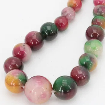 

2019 new 6-12mm Charming Multicolor Morganite Round Chalcedony Jewelry Beads Necklace Natural Stone 17''BV276 Wholesale Price