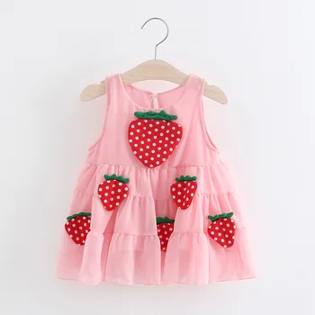 

Baby Girl Dress 0-3Y Newborn Baby Summer Embroidery Flower Strawberry Cotton Dress Infant Baby Girls Birthday Dress Baby Clothes