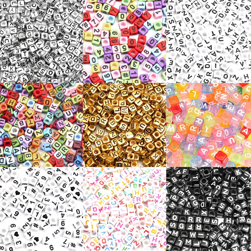 

200Pcs Colourful Number Letters Acrylic Beads For Jewellery Marking Loose Spacer Beads Bracelet Necklace Charm Jewelry Finding
