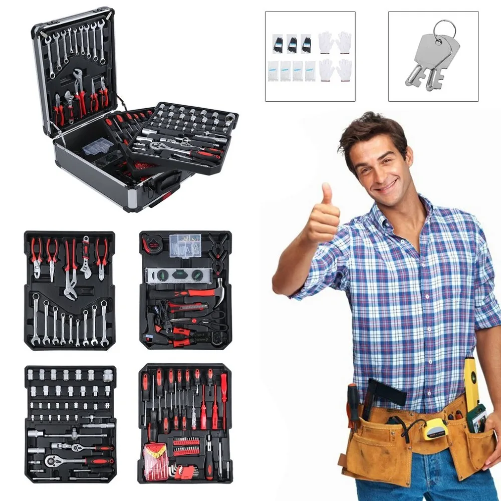 

Universal Mobile Workshop Toolbox 990 PCS Tool Trolley Suitcase Set With Aluminum Alloy Storage Box Garage Precision Tools