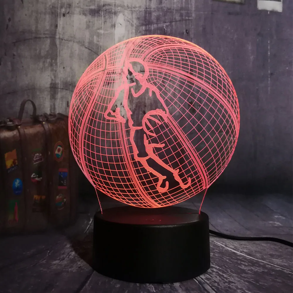 Блеск 3D светодиодный баскетбольный мужской спортивный домашний декор Иллюзия сенсорный 7 цветов сменный светильник для спальни ночник лучший подарок для мальчика