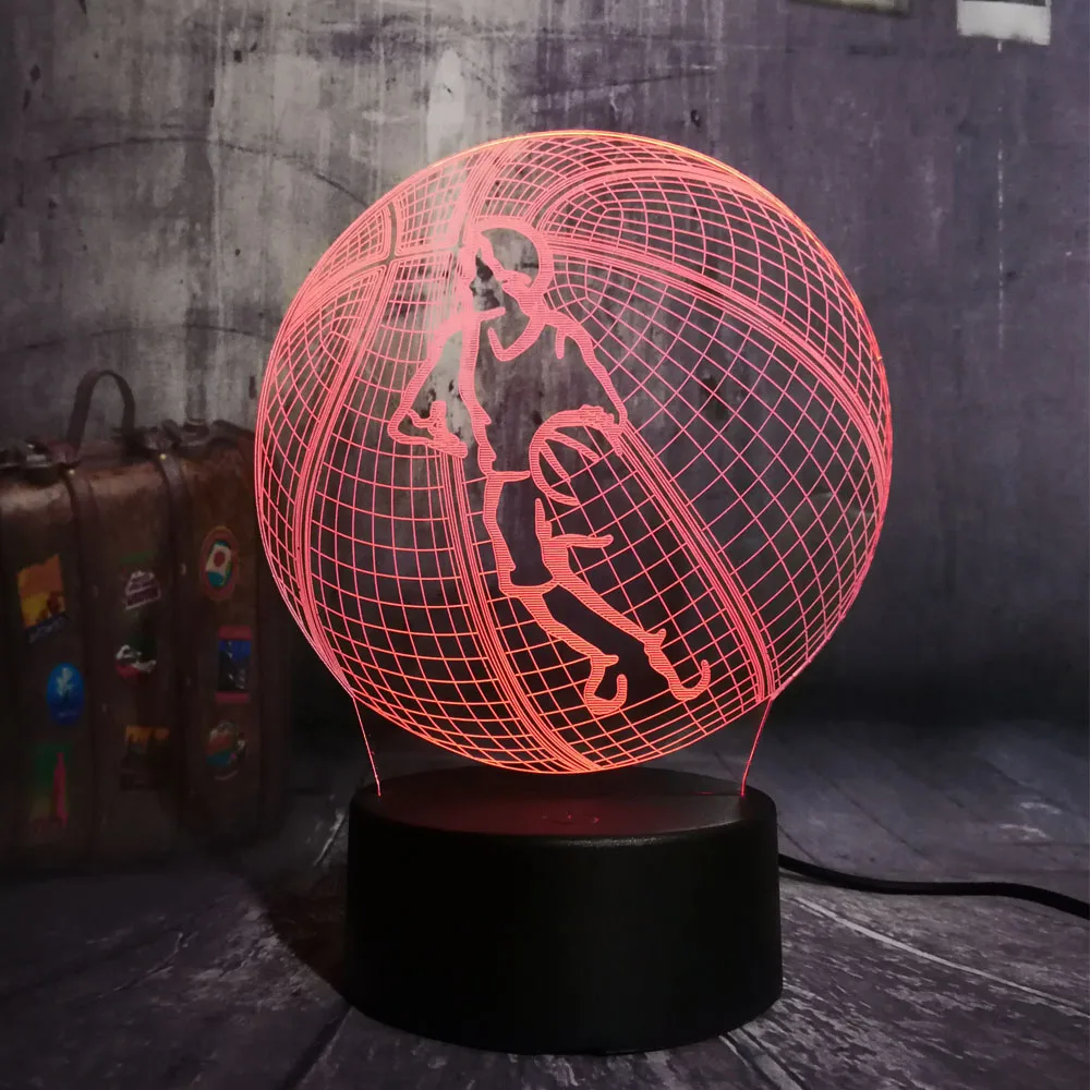 

New Lustre 3D LED Basketball Man Sport Home Decor illusion Touch 7 Color Change Lamp Bedroom Night Light Best Child Boy Man Gift