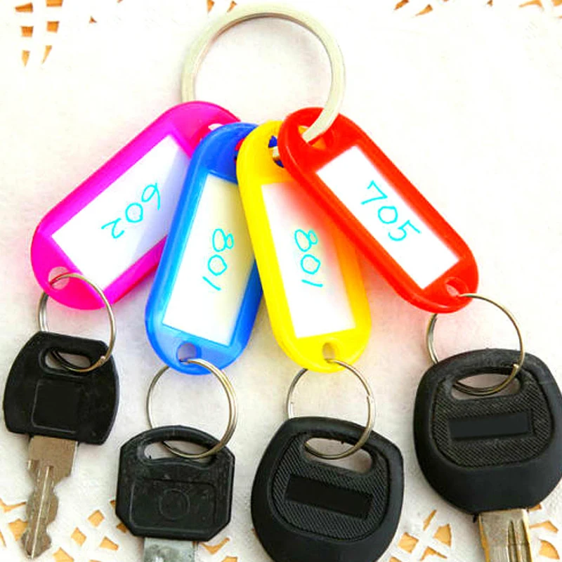 

10Pcs Plastic Keychain Blank Key Ring DIY Name Tags For Baggage Paper Insert Luggage Tags Mix Color Key Chain Accessories 7C1468