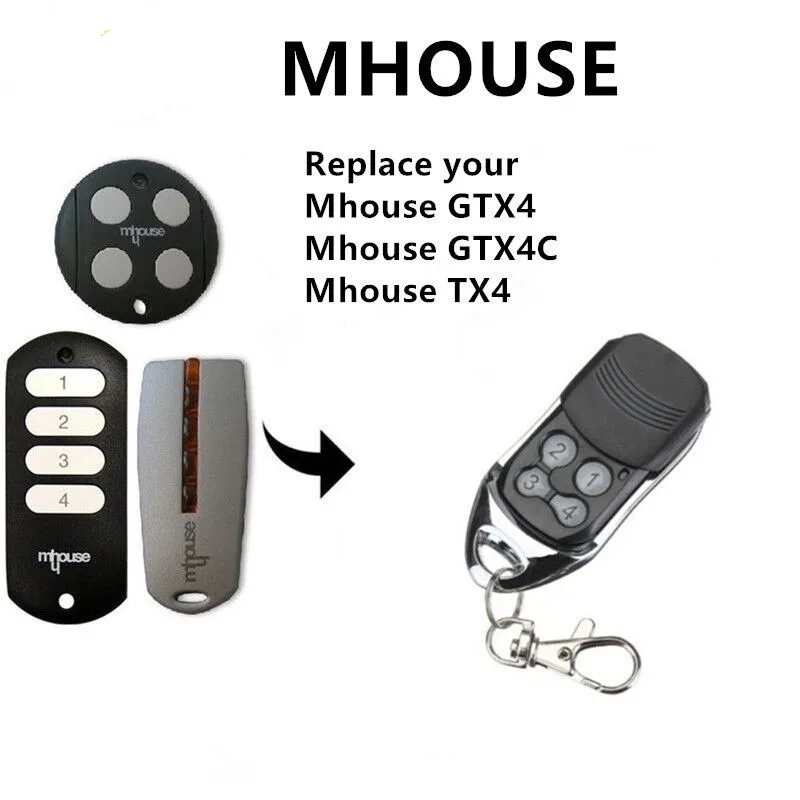 

MHouse GTX4, GTX4C,TX4 Compatible remote control Rolling code 433.92MHz.