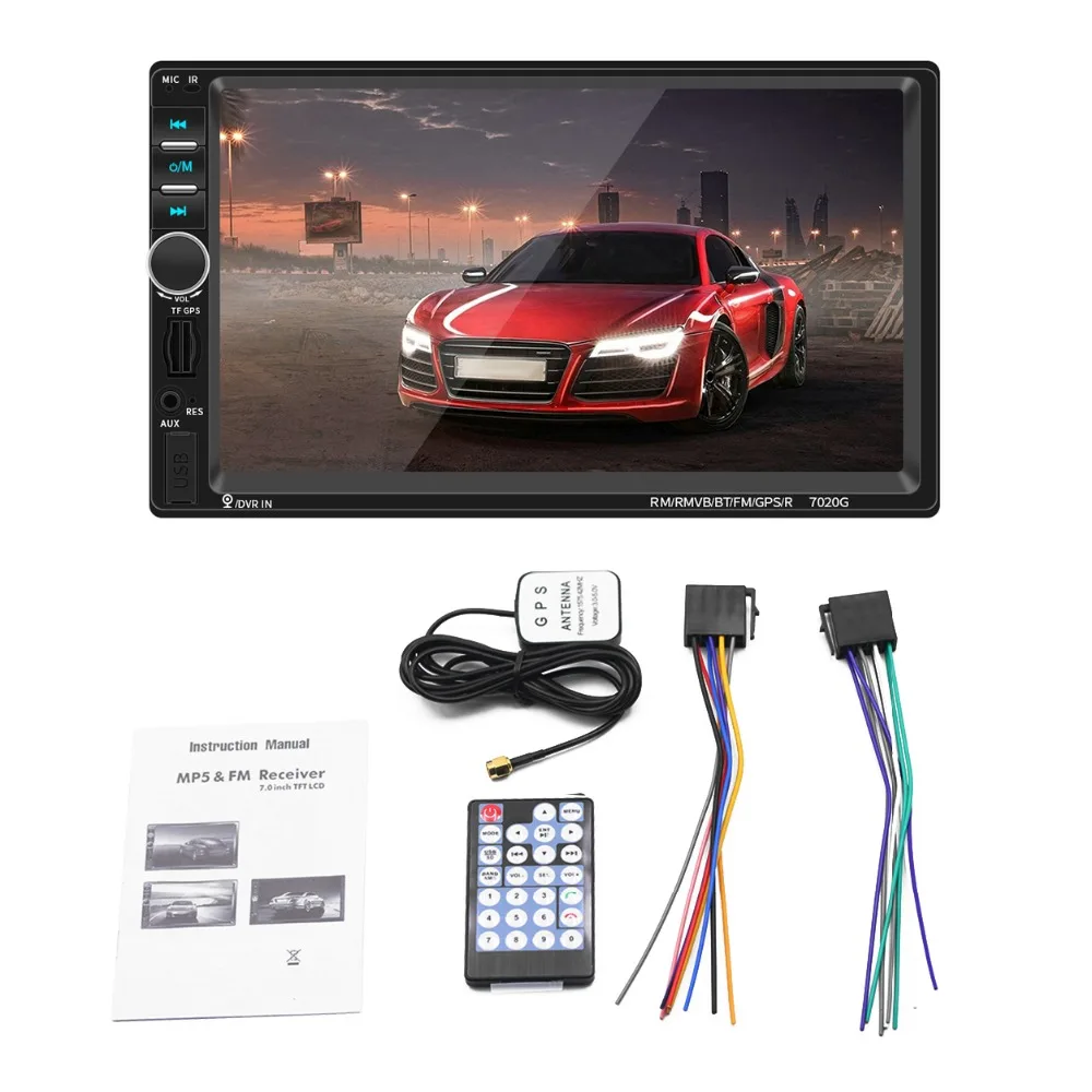 Автомагнитола 2 DIN 7 дюймов 1080P Bluetooth сенсорный экран GPS навигация с дистанционным