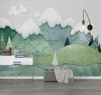 

Custom wallpaper Nordic hand-painted cartoon landscape background wall painting decorative waterproof material