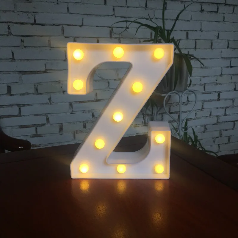 Светящийся Рождественский светодиодный креативный Ночной светильник с буквенным принтом 26 английских букв и цифр, романтическая лампа для украшения дома и свадьбы - Цвет: Z
