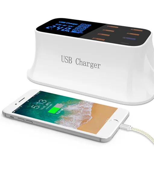 Jual Pengisian Cepat 3.0 Smart USB TYPE C Charger Station LED Display Cepat Pengisian Power Adapter Desktop Strip Ponsel Usb charger